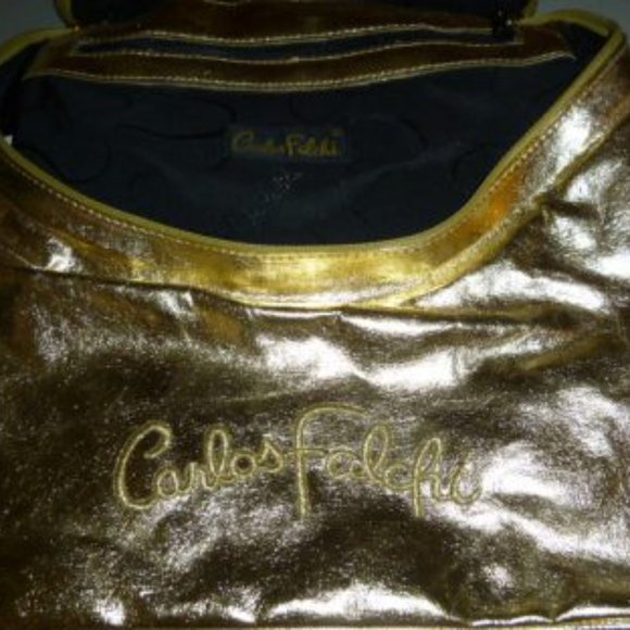 Carlos Falchi Gold Metallic Backpack Bag - Picture 5 of 12
